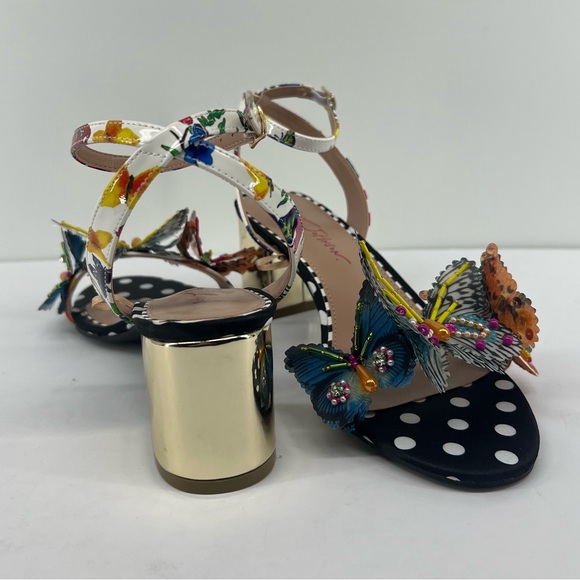 Betsey Johnson Black and Gold Heels with Floral and Butterfly Design - Picture 12 of 12